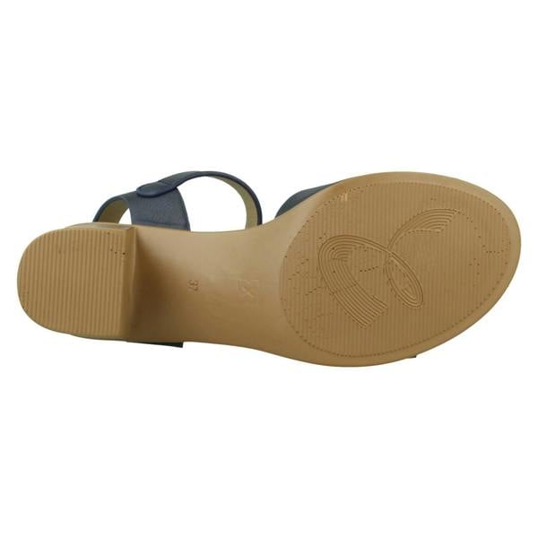 Savannah Ladies Savannah Mid Stack Heel Mule Sandal with Buckle Ankle Strap F12079
