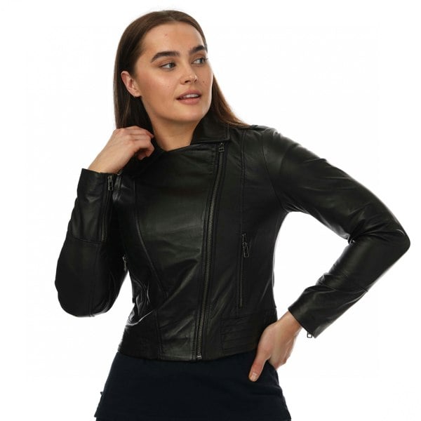 Elle Womens/Ladies Armin Leather Jacket - Black