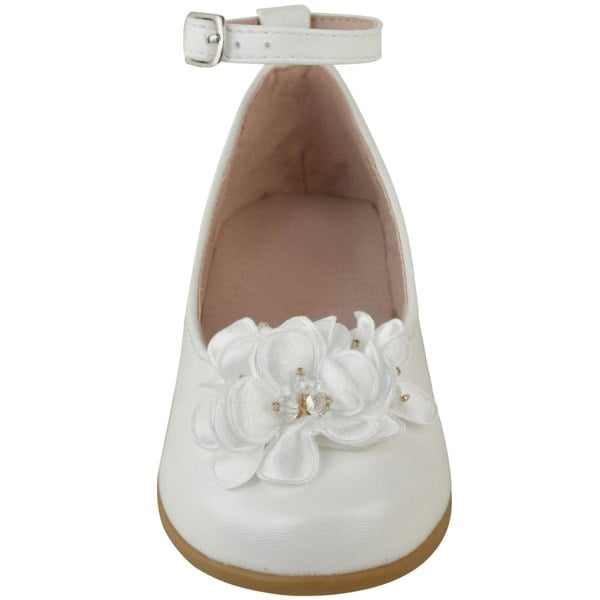 Where's That From Lacen Kids Flatform Flower Embellished Shoes With Ankle Strap in White