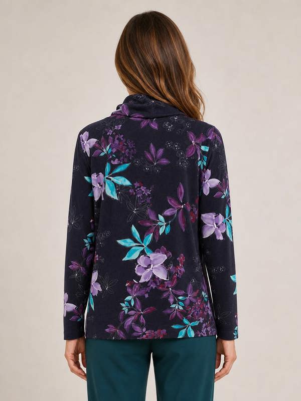 TIGI Dark Lily Print Cowl Neck