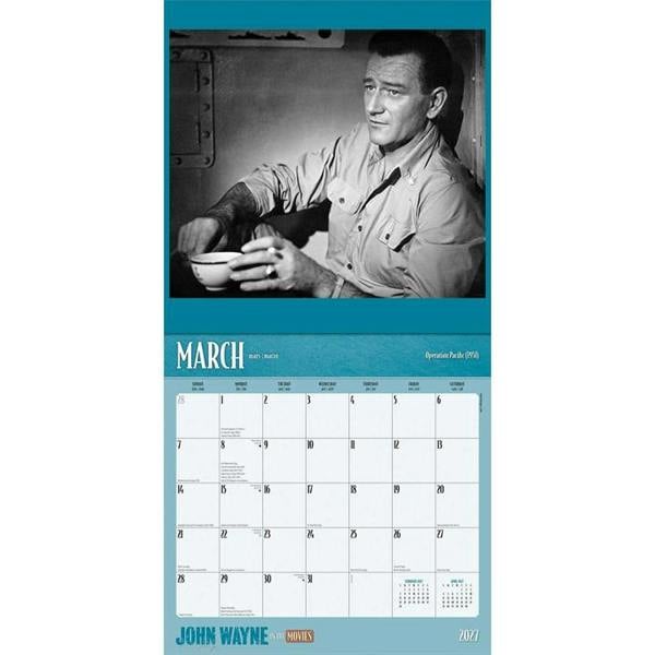John Wayne, In The Movies Calendar 2027, Wall Calendars, Month To View, Entertainment, Gift