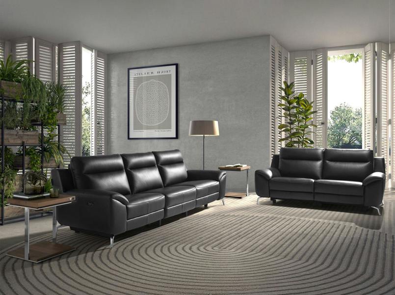 Angel Cerdá Black leather relax sofa 6193/6194
