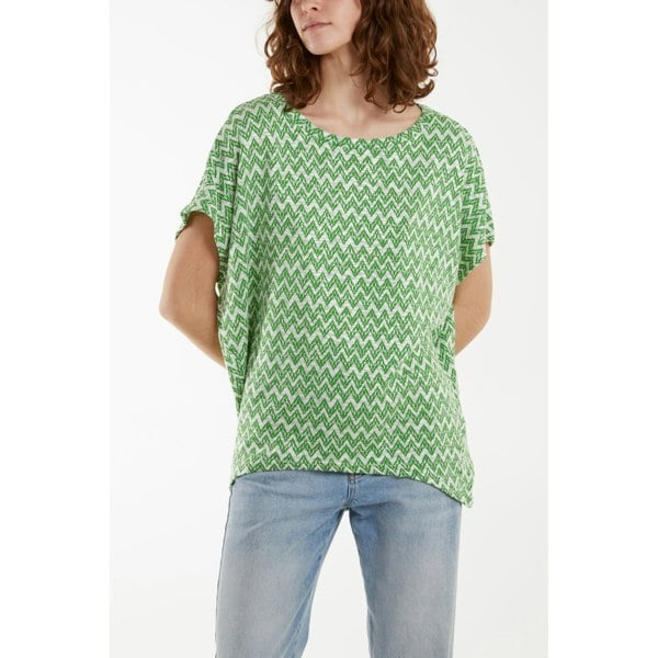 Blue Vanilla Zig Zag Batwing Top