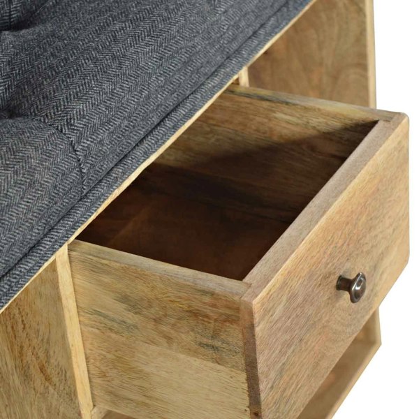 Artisan Furniture Solid Wood Black Tweed 1 Drawer Bench