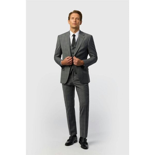 Ted Baker Slim Fit Grey Hopsack Check Jacket
