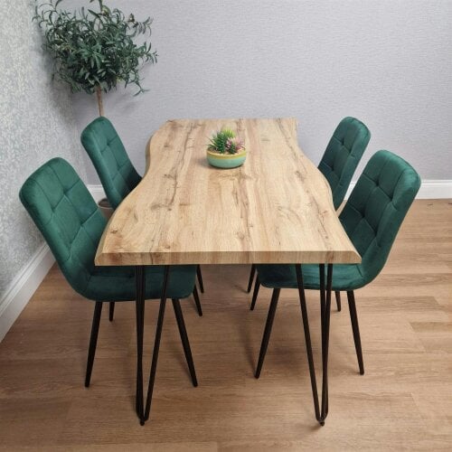 Kosy Koala Dining Table Set With 4 Green Velvet Chairs Modern Kitchen Dining Room Furniture