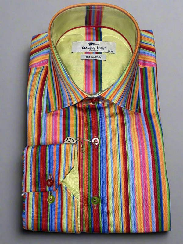 RED STRIPE PRINT SHIRT - Premium Men's Patterned Shirt by Claudio Lugli | Bold Design, Tailored Fit, Best Printed Shirts