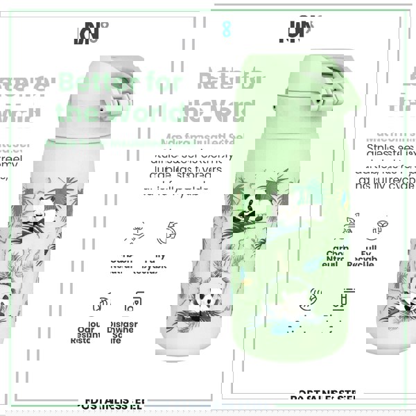 ION8 Leak Proof Thermal Steel Water Bottle, Insulated, Pandas, 320ml (11oz)
