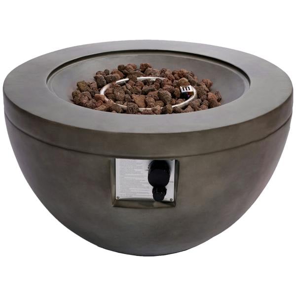 Homeology TABITI Dark Grey Lavish Garden & Patio Gas Fire Pit with Stone Finish