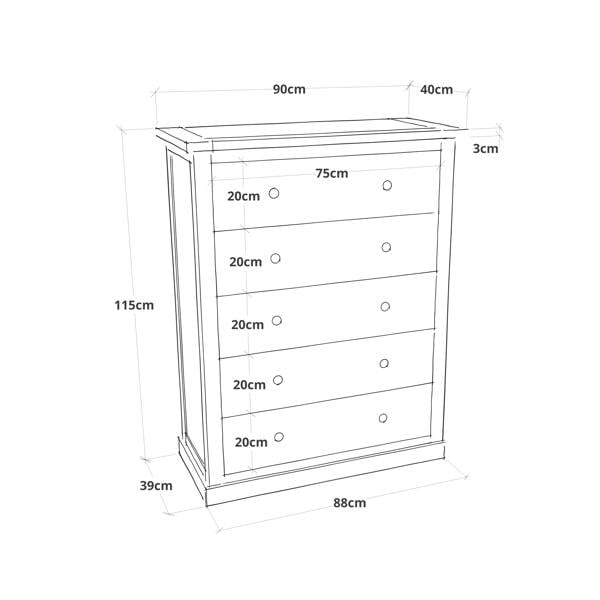 Cabinet Bits Loreo 5 Drawer Chest of Drawers Bras Drop Handle