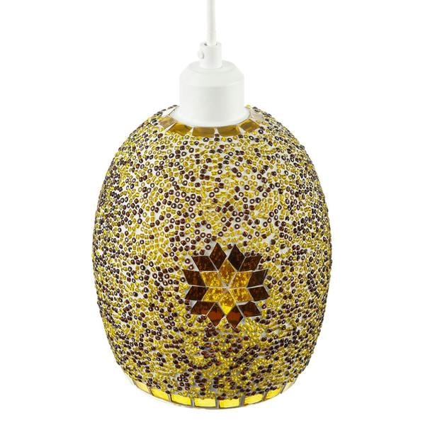 Dome Shaped Pendant Light Shade with Glass Mosaic Beaded Construction Image 3