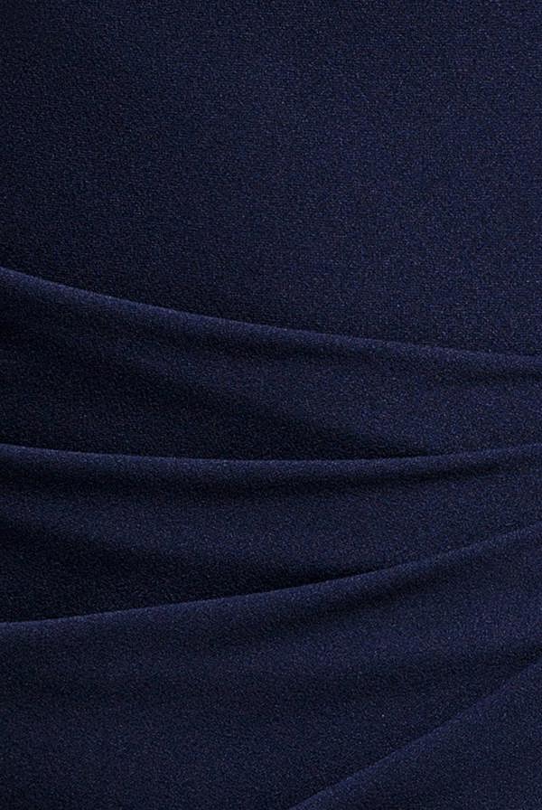 Asymmetric One Shoulder Front Split Scuba Crepe Maxi Dress - Navy Blue DR5200