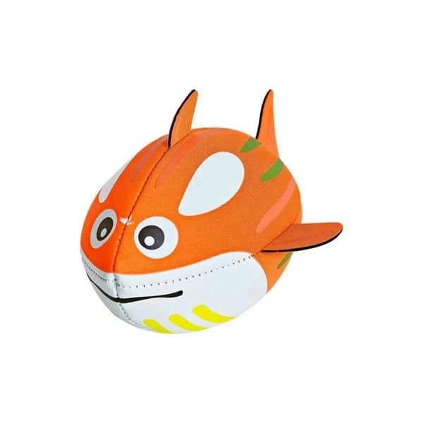 Zoggs large fish soft orange green shark plush toy with yellow accents