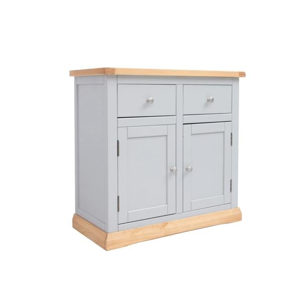 Cabinet Bits Bomporto Light Grey 2 Drawer 2 Door Sideboard Chrome Knob
