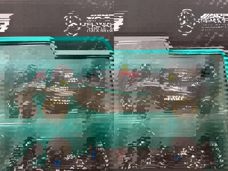 Mercedes AMG Petronas Formula 1 Set of 7 Cars with Display Stand 1:43 Scale Bburago 38170