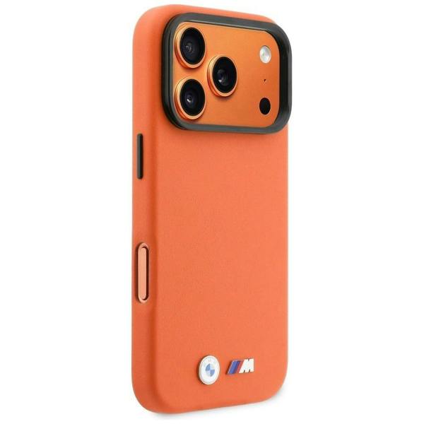 BMW M Series Metal Logo Case with MagSafe & Camera Stand for iPhone 17 Pro Max 6.9" Orange - BMHMP17X25PFWKCKO