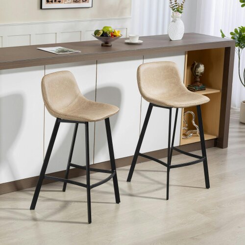 Wyld Haus Panato Set Of 2 Light Brown Faux Leather Dining Bar Stools