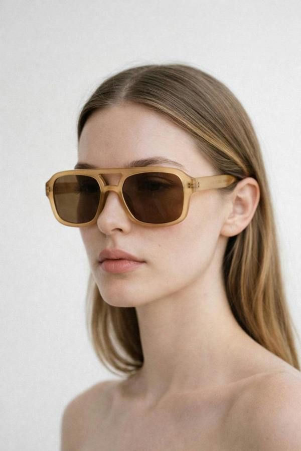 70's Navigator Sunglasses In Matte Sand - svnx