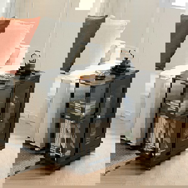 Aglaea Side Table With Storage, Black-Weilai Concept-Weilai Concept