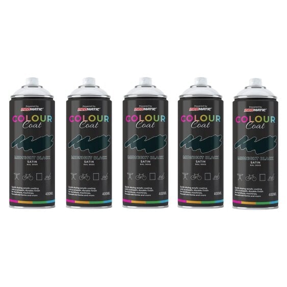 Colour Coat 5X Midnight Black RAL 9005 Satin Spray Paint 400ml