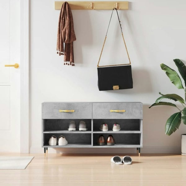 Berkfield Shoe Bench Concrete Grey 102x35x55 cm Engineered Wood