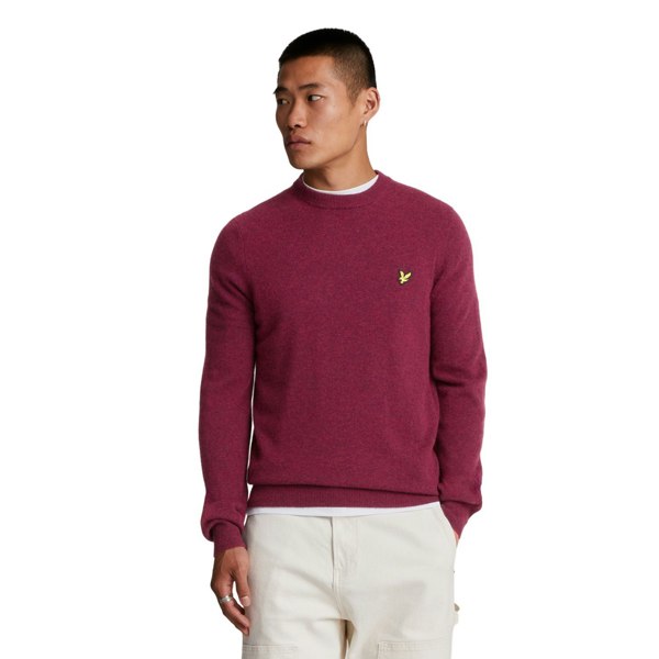 Lyle & Scott Mens Lambswool Blend Crew Neck Long-Sleeved Jumper - Rich Burgundy Marl