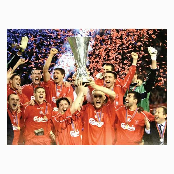 Robbie Fowler signed Liverpool photo — Unframed
