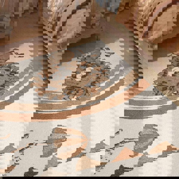 Kids rainbow rug, Heat-insulating, Soft pile, Cream colour | THE RUGS