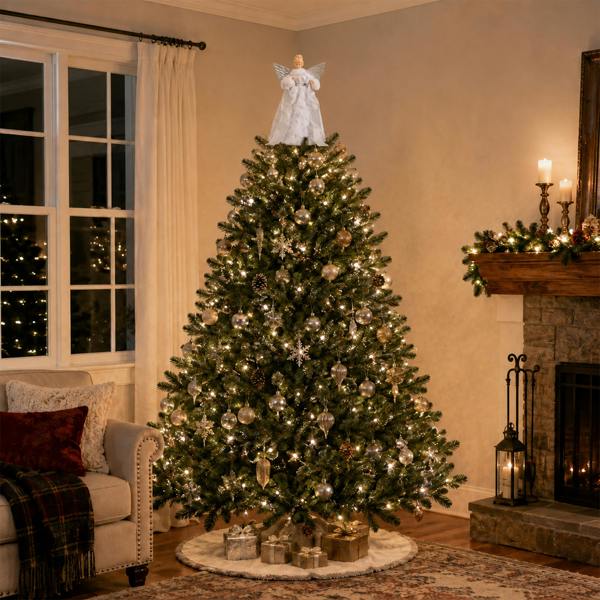 Samuel Alexander 45cm Large White Christmas Angel with SIlver Wings Tree Topper