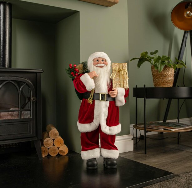 Samuel Alexander 60cm Red Standing Santa with Gift Sack Christmas Indoor Decoration