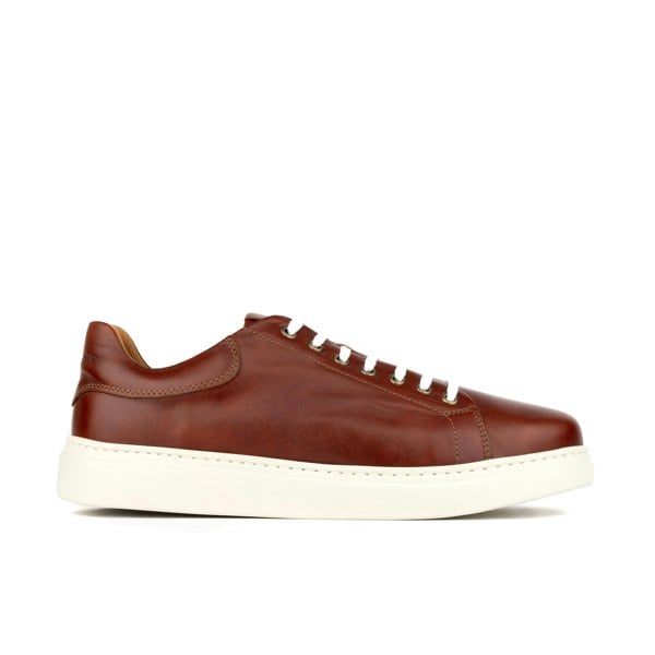 Embassy London Sun City - Brown - Men's white sole trainer in brown soft leather