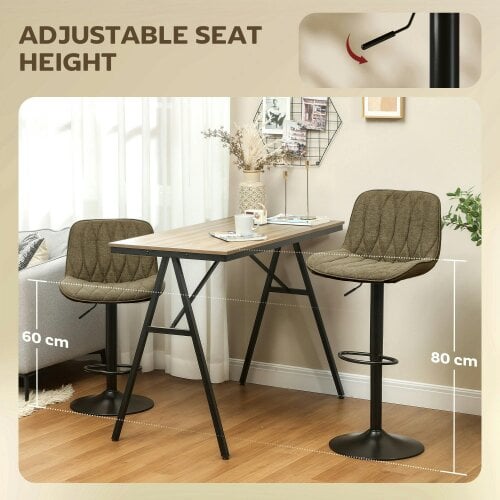 Wyld Haus Sehake Fabric Brown Linen Look Bar Stools Set Of 2