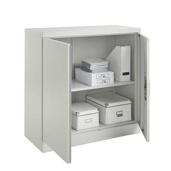 MMT Furniture Designs Metal Storage Cupboard Grey Steel Filing Cabinet with 1 Shelf - 2 Door Lockable Unit