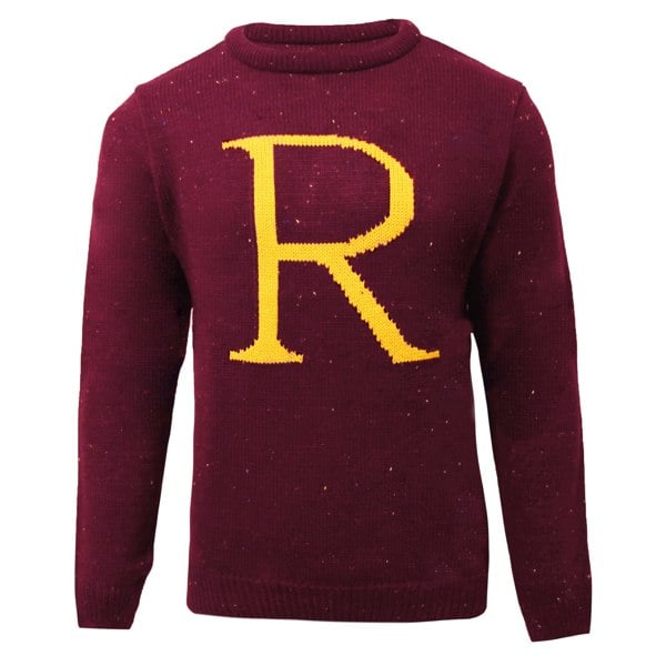 Harry Potter Mens Ron Weasley R Knitted Christmas Jumper - Red/Yellow