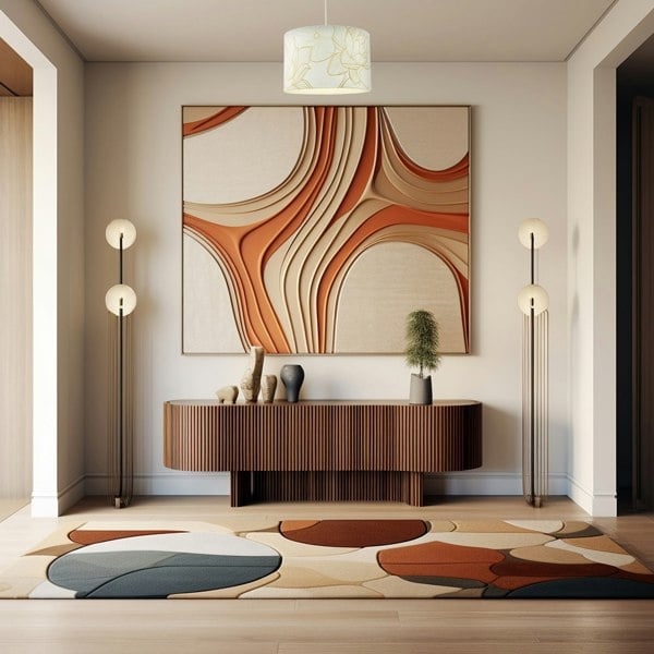 Designer Cream Linen Fabric 12 Inch Lampshade with Large Shiny Gold Foil Flowers Image 6