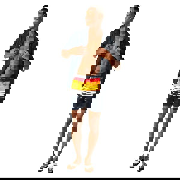 Regatta Mens Loras Striped Swim Shorts - Navy/Orange - 