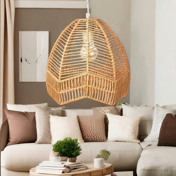 Rafaelo Mobilia Bamboo 30CM Wicker Boho Rattan Ceiling Light Pendant Shade Natural Brown