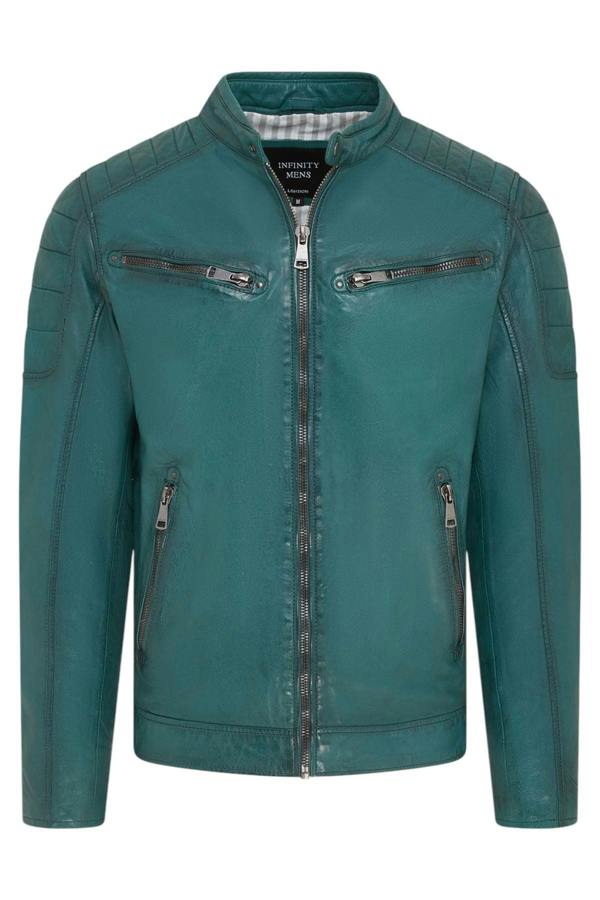 Infinity Leather Men's Modern Classic Leather Quilted Biker Jacket - Derry