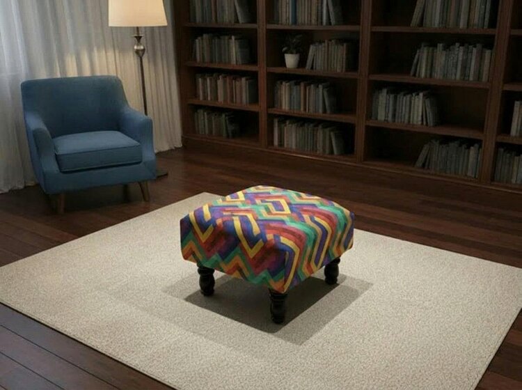 ISTOOLS Premium Multi-Colour Trem Footstool Pouffe – Stylish, Comfortable & Versatile - 19 x 17 Inches (48 x 43cm)