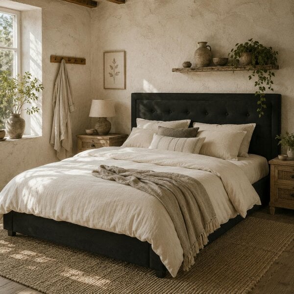 Wyld Haus Banado King Size Ottoman Bed Frame with Front Divan Drawer Storage In Black