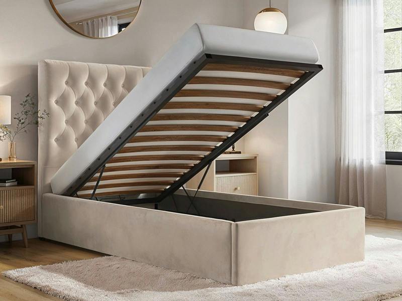 Flair Milan Single Velvet Ottoman Bed