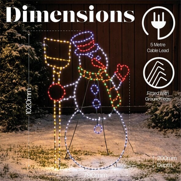 Scotts of Stow Xmas Haus Multicolour LED Snowman Outdoor Decoration Flash Bulbs and Timer