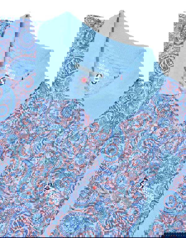 Lambretta Mens Classic Paisley Print Mod Retro Ska Casual Polo