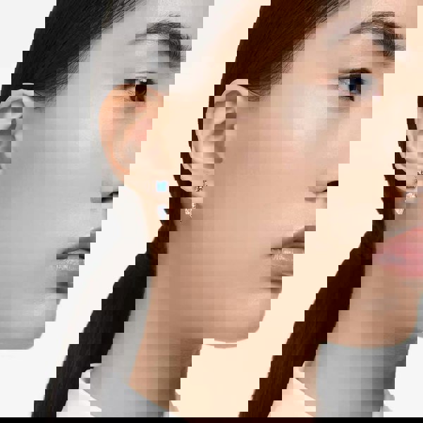 Swarovski Mesmera Blue Mixed Cut Rhodium Plated Jacket Earrings 5665767