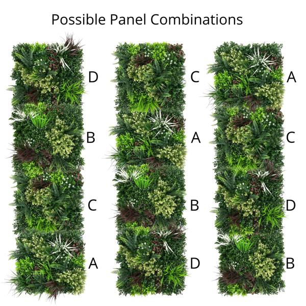 Combo of 4 Carnival Premium Artificial Plants Green Wall Panels 50cm x 50cm - Evergreenery