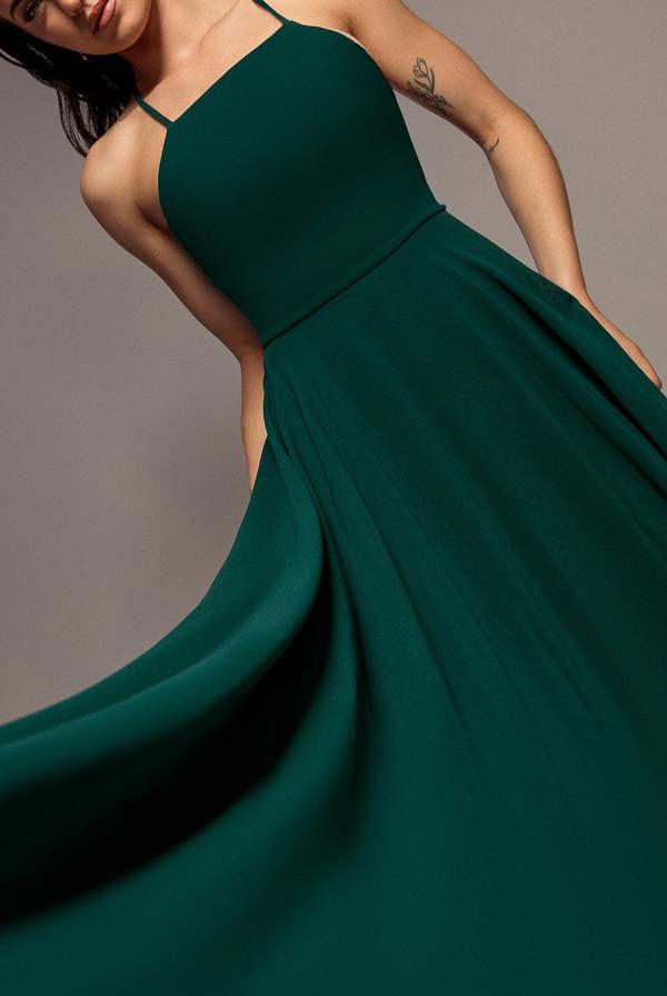 Chiffon A Line Sleeveless Maxi Dress - Dark Green DR3677
