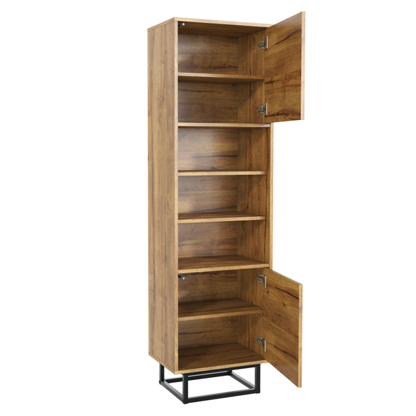 Mex Furniture Vintage 175cm Loft Retro Industrial Display Cabinet Oak Cupboard