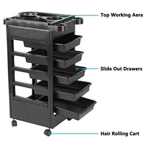 HYGRAD 6 Tier Hairdresser Trolley Beauty Salon Trolley Salon Essentials Compartment Trolley Hairdresser Accessories