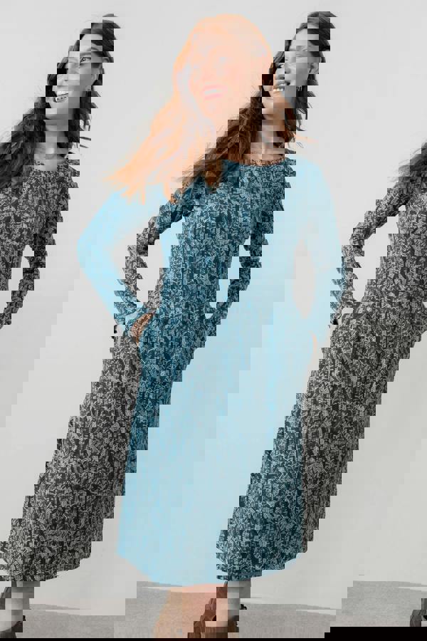 Lily & Me Halmore Long Sleeve Jersey Dress Petrol