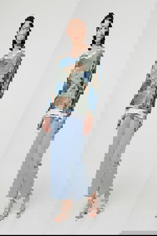 Sage | Polka Dot Long Sleeve Top with Necklace